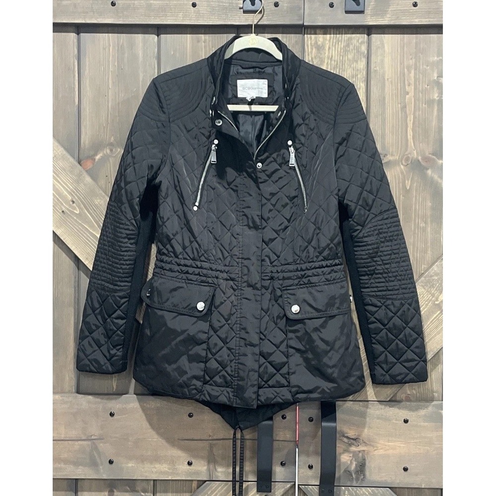 BCBGeneration Black‎ Puffer Jacket Trench Coat Womens M